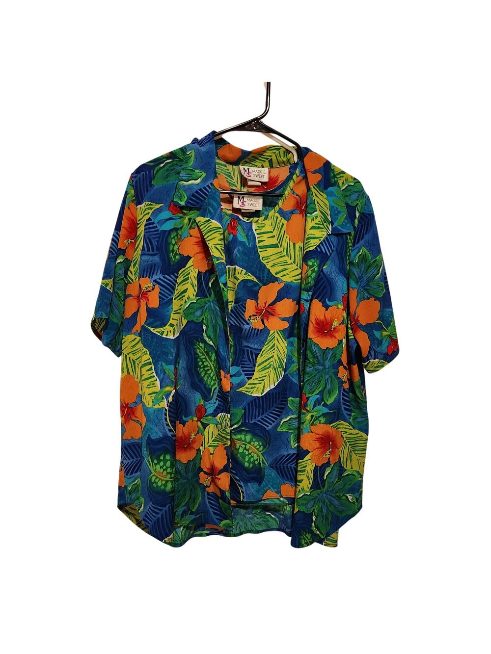 Vintage Maggie Sweet Summer Hawaiian Paradise Tank & Shirt Matching Set Large